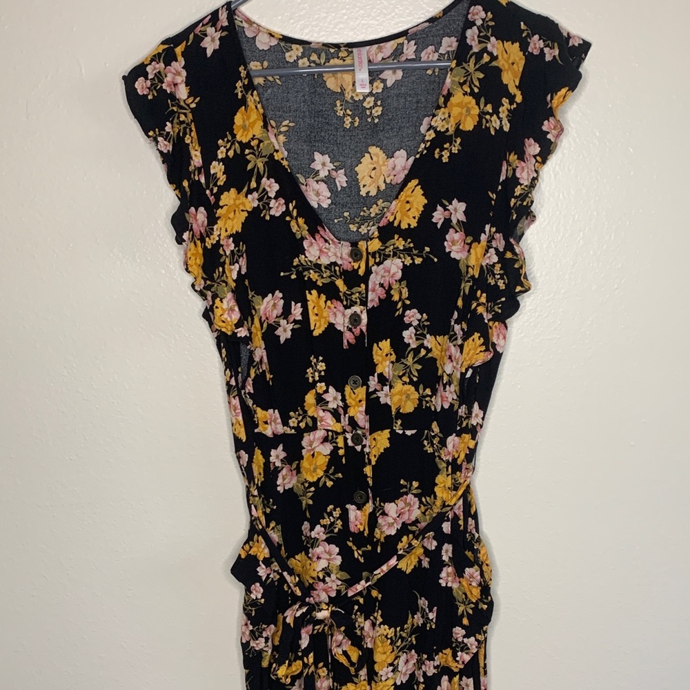 Xhilaration Floral Wide Leg Crop Jumpsuit